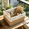 thumbnail image 4 of thefmos Small Woven Storage Basket, Rectangular Decorative Rattan Organizer Bin, Plastic Sundries CosmeticToyContainer for Home Bathroom Bedroom Kitchen Office, 4 of 6