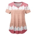 thumbnail image 1 of DPTALR Hauts à Manches Courtes pour Femmes à Col en V Uniforme de Travail Blouse à Imprimé avec Poche Hauts, 1 of 4