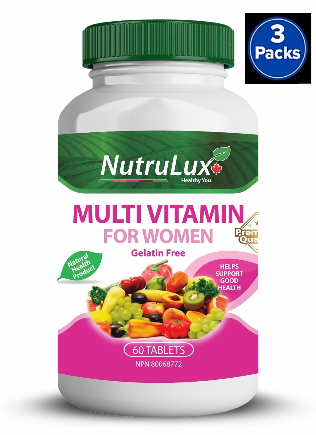 Multivitamin For Women ( 60 mg Vitamin C ) Halal Gelatin Free Tablets(Pack of 3)