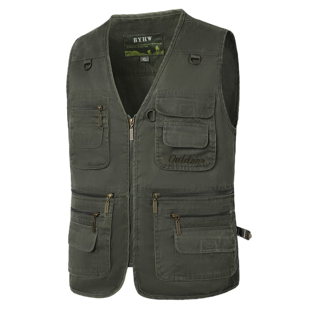 Mens Outdoor Vest Leisure Jacket Lightweight Vest With Zip Many Pockets