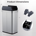 thumbnail image 3 of Costway 16 Gallon Trash Can with Wing Lids for Bedroom Bathroom Kitchen, Stay Open,Sliver, 3 of 10