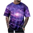 thumbnail image 1 of LUOGENLI T-shirts pour Hommes Printemps et Automne Imprimé Intégral Manches Courtes Col Rond t-Shirt Floral Tendance Mode Chemise de Base T-shirts Graphiques Pêche Fête de la Saint-Patrick Violet TTG, 1 of 4