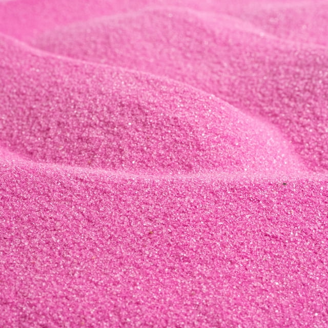 Sandtastik Classic Colored Sand in magenta, displayed in a close-up view emphasizing its soft texture and natural sparkle. The sand has a clean, uniform grain size of 0.08mm to 0.425mm, perfect for arts and crafts, kids' projects, sand art bottles, vase fillers, and event decor. Certified non-toxic with no free silica.