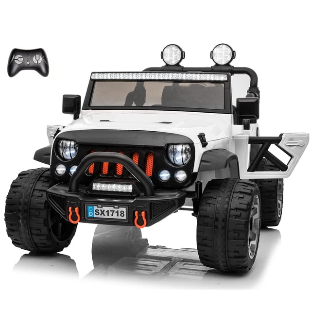 VOLTZ TOYS 2 Seater Ride On Car, 12V Electric Car for Kids, Electrical Jeep with 2 Seats, Full LED Lights, Parental Remote Control, MP3 Player (White)