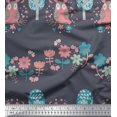 thumbnail image 1 of Soimoi Rayon Fabric Floral,Tree & Owl Kids Print Fabric by Yard 42 Inch Wide, 1 of 3