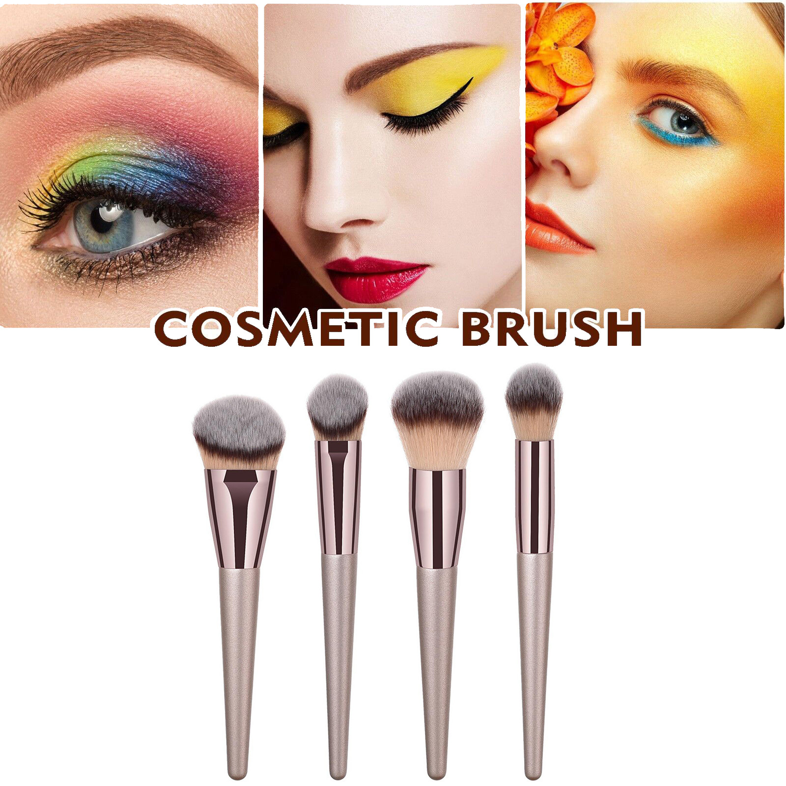 EGNMCR Eyeshadow 4PCS Wooden Cosmetic Eyebrow Eyeshadow Brush Makeup Brush Sets Tools Makeup brush