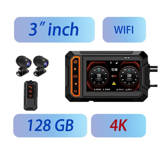 3 Inches Motorcycle GPS 4K Dashcam With IP67 Waterproof Dual Lens Motorcycle Black Box Night Vision Video Recorder Dash Cam ,Clear Images