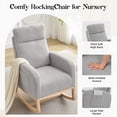 thumbnail image 4 of Bingirl Rocking Chair, Wingback Accent Rocker Chair Upholstered Tall Back Arm Chair w/Side Pockets, Ursing Rubber Wood Legs and Side Pocket for Living Room, Bedroom, 4 of 7