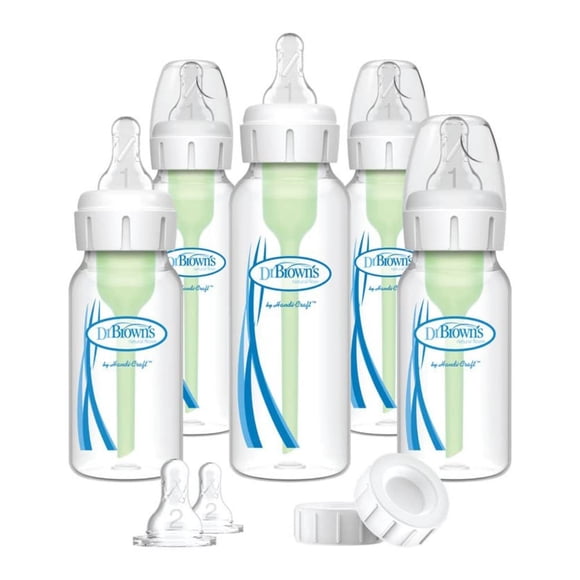 Dr. Brown's Biberon Options+ Anti-Colique à Col Étroit Ensemble-Cadeau pour Nouveau-Né avec Capuchons de Voyage pour Biberons