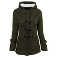 thumbnail image 2 of Fiogavroetic Women Color Horn Buttons Cardigan Padded Hooded Coat Jacket Overcoat, 2 of 4