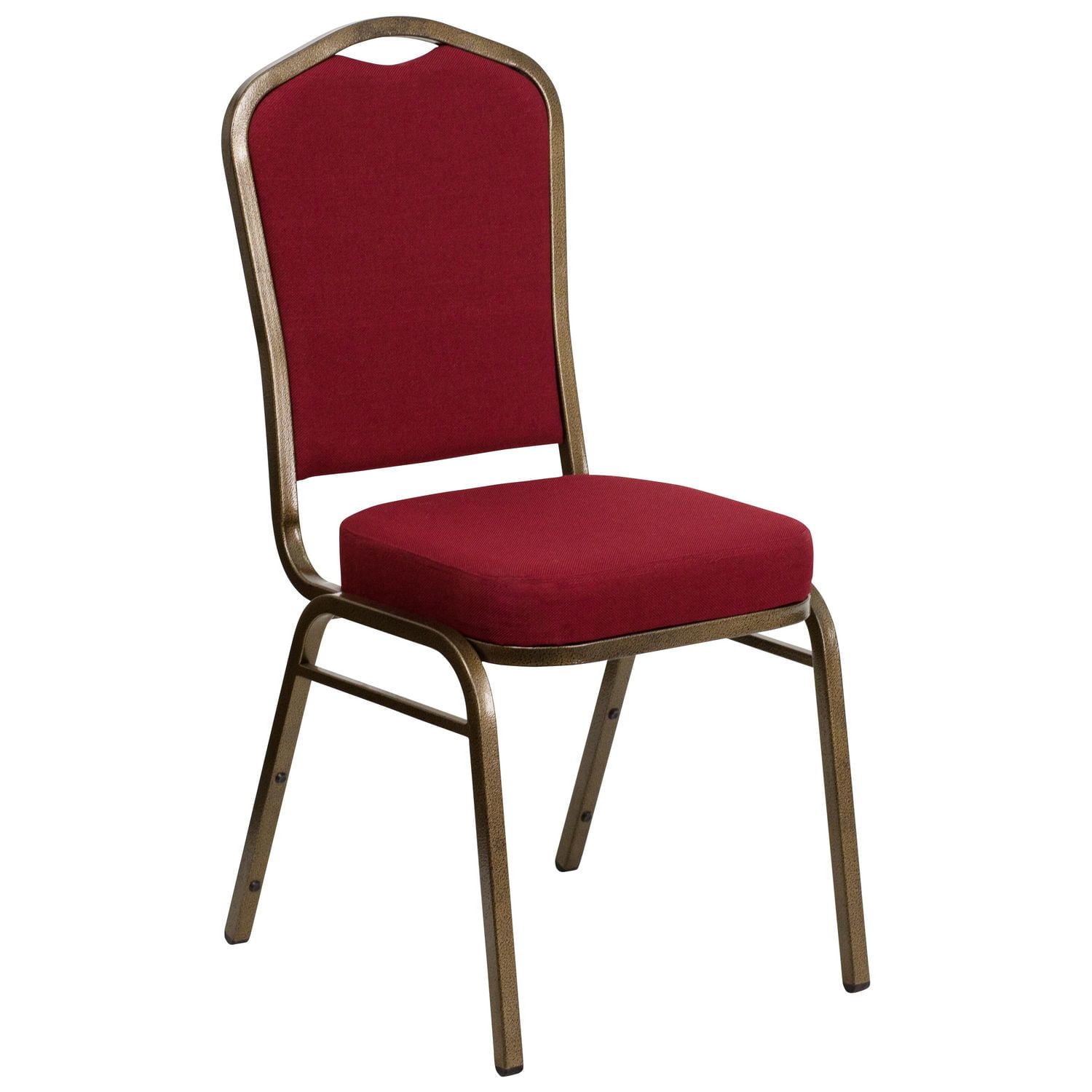 HERCULES Series Crown Back Stacking Banquet Chair in Burgundy Fabric - Gold Frame