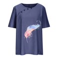 thumbnail image 4 of CHUANK Hauts pour Femmes en Liquidation à Moins de 10 $ Hauts pour Femmes Décontractés Printemps Été Manches Longues en Coton et Lin Imprimé Graphique Pissenlit Col Ras du Cou Blouses Vintage Hauts Grande Taille, 4 of 6