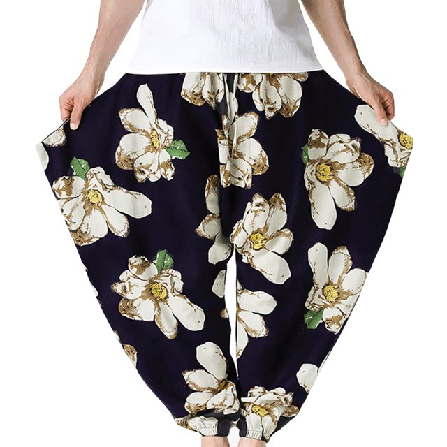 Birdeem Pantalon Décontracté Mode Rétro Imprimé Taille Mi-Haute pour Hommes
