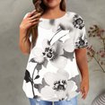 thumbnail image 1 of EGNMCR Hauts Grande Taille pour Femmes Été Décontracté à Imprimé Floral Manches Courtes Col Rond Hauts Amples T-Shirt Blouse, 1 of 6