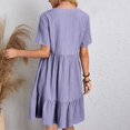 thumbnail image 4 of Soldes du Printemps 2024!Hontri Robes pour Femmes Robe d'Été Robes en Lin pour Femmes Robe T-Shirt Décontractée Manches Courtes Col en V Robe Midi Ligne A,, 4 of 8