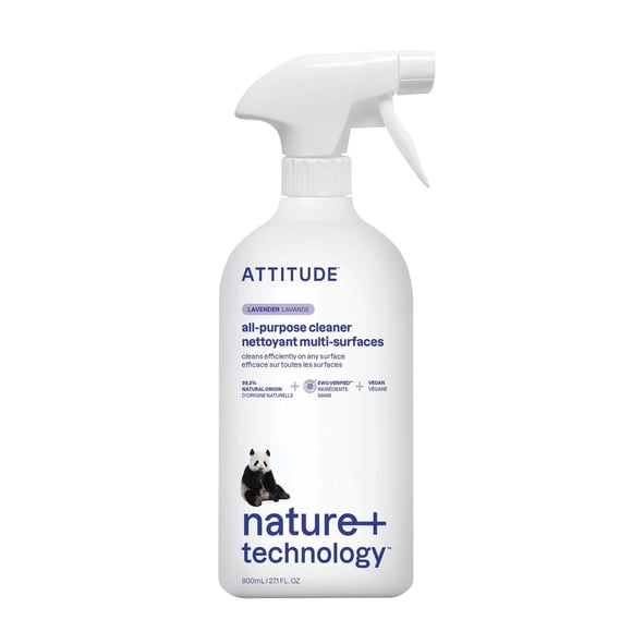 ATTITUDE nature+ technology, All Purpose Cleaner, Spray, Natural Cleaner, Lavender Scent, 800ml