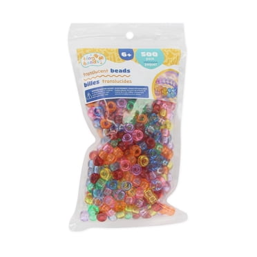 TINY HANDS Translucent Beads, 500 pack, 6 mm (0.24 in) × 9 mm (0.23 in × 0.35 in), Age 6+, Kids, Crafts
