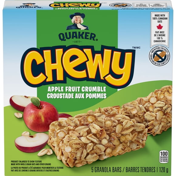 Quaker Chewy Apple Fruit Crumble Granola Bars, 5 Granola bars