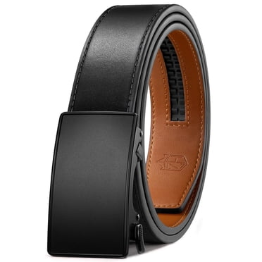 42"-48" Belt for Men Leather Automatic Buckle Belt with Hidden Tail Micro-Adjustable 1/4” Fit Dress & Casual Mens Belt for Work, Business, Jeans & Gifts