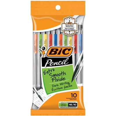 BIC Extra Smooth Mechanical Pencils with Erasers, Medium Point (0.7 mm), 10-Count Pack, Bulk Mechanical Pencils for School or Office Supplies