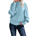 thumbnail image 1 of Ladies Mid Neck Sweater Trendy Sweaters Loose Long Sleeve Knit Light Weight Sweater Solid Color Sweater Pullover Women's Pullover Sweaters Plus Size Top, 1 of 6