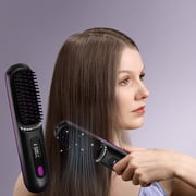 EGNMCR Wireless Hair Straightener Brush Upgraded Portable Hair Straightener Brush For Women With Travel Size 2 In 1 Wireless Hair Straight Comb USB Rechargeable Straightener Brush