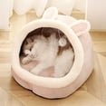 thumbnail image 3 of Pet Plush Burrowing Cave Hooded Cat Bed Donut for , Faux, 3 of 8