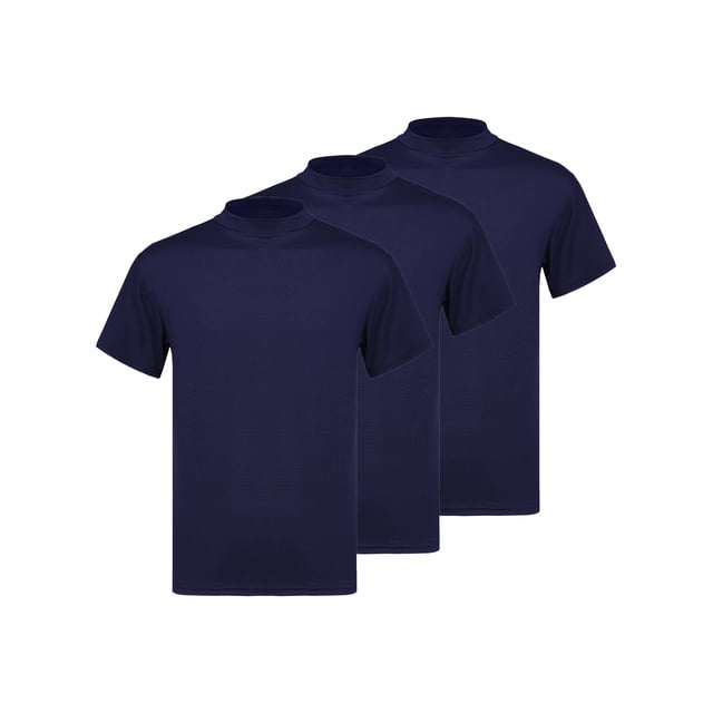 Xnihocha 3 Pack Men's Mock Neck Short Sleeve T-shirt Athletic Running Gym Workout Basic Tee Tops Blue L