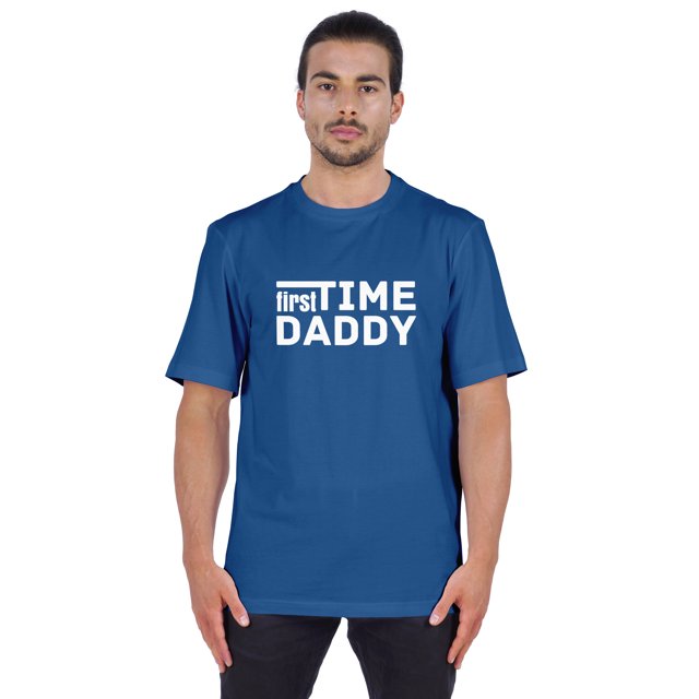 Inkmeso Men's Graphic Printed "First Time Daddy" Short Sleeve Tee Shirt Jersey Shirt For Dad