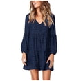 thumbnail image 1 of Ketyyh-chn99 Robes d'Été pour Femmes Robe Soleil Robes pour Femmes à Manches Longues Robe Longue Confortable Bleu Marine, TG, 1 of 5