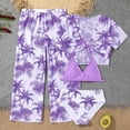 thumbnail image 2 of LYHaoo Girl's 4 Piece Swimsuits Tropical Print Halter Bikini Set Bathing Suits With Mesh Pants Sizes 11-12 Years, 2 of 6