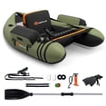 thumbnail image 1 of Goplus Inflatable Fishing Float Tube w/Pump & Storage Pockets & Fish Ruler Green, 1 of 10