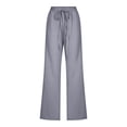 thumbnail image 4 of Timegard Womens Cotton Linen Pants Elastic Waisted Drawstring Straight Leg Solid Color Casual Pants, 4 of 6