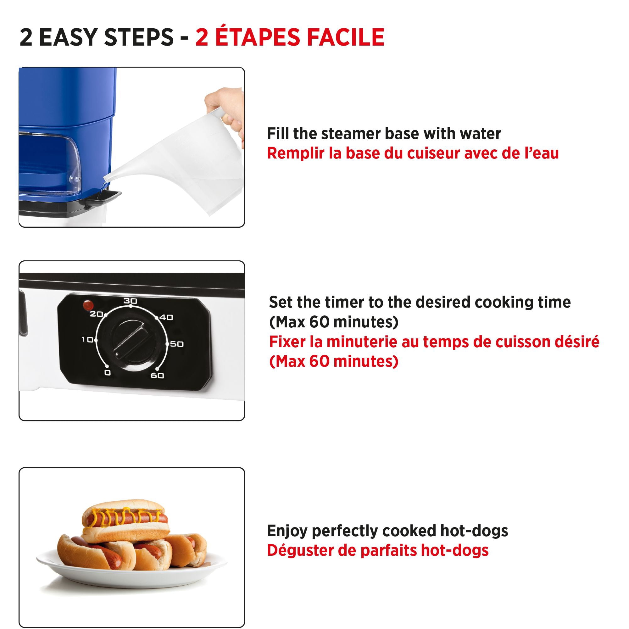Starfrit Electric Hot Dog Steamer, Steams up to 12 Hot-Dogs