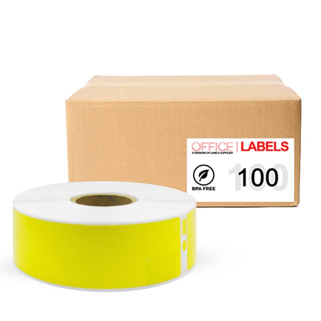 100 Rouleaux de 30252 Étiquettes d'Adresse Jaunes Compatibles pour DYMO 1-1/8 Pouces X 3-1/2 Pouces (28mm X 89mm)
