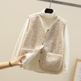 thumbnail image 2 of FAIWAD Womens Fleece Vest Fall Winter Warm Sleeveless Button Down Waistcoat Solid Color Loose Vest Coat, 2 of 7