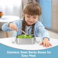 thumbnail image 3 of 4 PCS Bento Boxes, 550 ML Stainless Steel Lunch Boxes, Food Storage Containers, Portable Metal Lunch Containers, Lockable Clips to Leak Proof, Reusable Dishwasher Safe Lunch Snack Boxes, 3 of 6