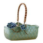Ceramic Plant Pot Rattan Handheld Succulent Pots Planter For All Indoor Plants Flowers