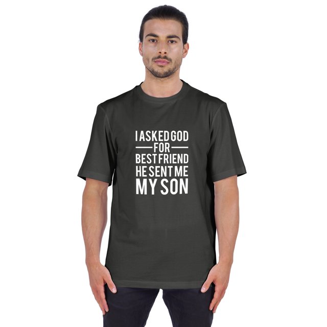 Inkmeso T-shirt à Col Rond pour Homme, Graphique Imprimé « J'ai Demandé à Dieu Mon Meilleur Ami, Il m'A Envoyé Mon Fils », Tee pour Père Fils Amour