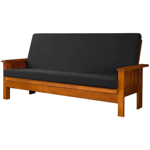 Jacquard Futon Cover Elastic cover Dust- Sofa Cover Niture Cover Black (Only Cover)