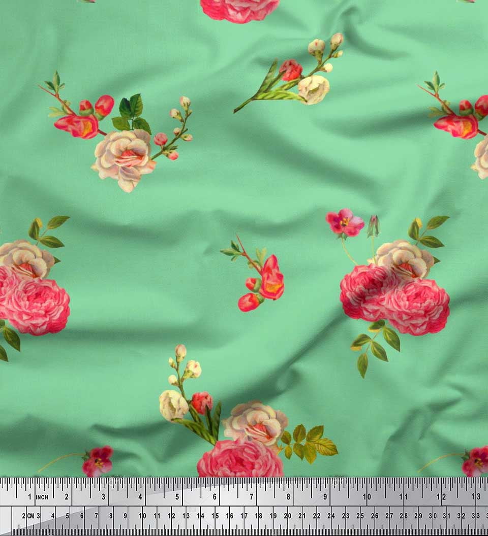 Soimoi White polyester Crepe Fabric polyester Fruits Print Fabric by Yard 52 Inch Wide