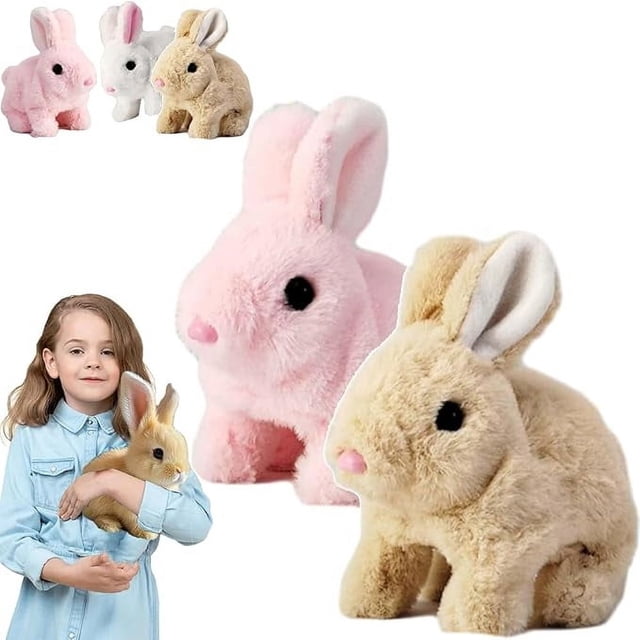 SUTENGDA Bunby - Mon Lapin Réaliste Lapin Réaliste Peut Marcher et Parler Bunby Mon Lapin Réaliste Bonheur Lapin en Peluche Interactif Robot Lapin Réaliste (Rose)