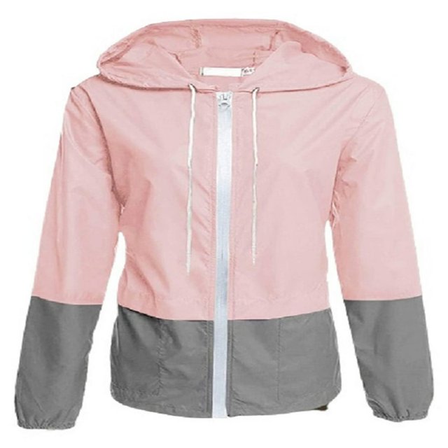 Qiylii Femmes Veste de Pluie Packable Couleur Extérieure Bloc Coupe-Vent à Capuche