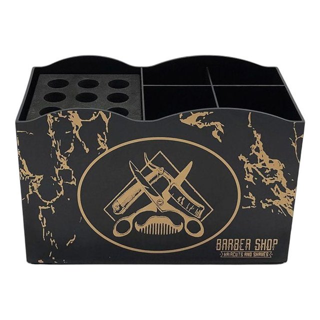 QualitChoice Boîte de Rangement pour Outils de Barbier Support pour Brosses à Cheveux et Ciseaux Organisateur de Coiffage Commode Table Étui Cosmétique Ménage Professionnel Noir