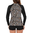 thumbnail image 3 of zanvin Women Two Piece Rash Guard Long Sleeve Swimsuits Sun Protection Swim Shirt with Boyshort Bottom,Coffee,XXL, 3 of 4