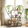thumbnail image 2 of UNHO 2 PCS Half Heart-Shaped Plant Holder Multilayer Patio Flower Racks Display Shelf with Hooks for Home Patio Lawn-S, 2 of 12