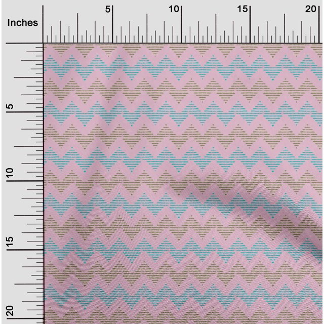 oneOone Organic Cotton Poplin Twill Fabric Chevron Block Decor Fabric Printed BTY 42 Inch Wide
