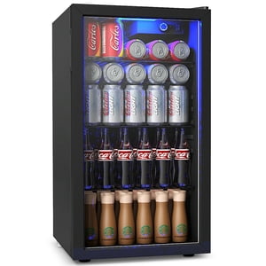 Gymax 120 Boissons Réfrigérateur Bière Vin Soda Refroidisseur de boisson Mini Porte en verre de réfrigérateur