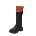 thumbnail image 1 of Bottes à Plateforme Hauteur Genou pour Femmes Talon Épais Bout Rond Antidérapantes Mode Hiver en Cuir, 1 of 6