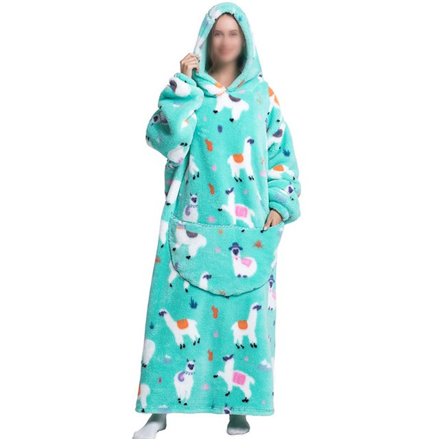 LUXUR Chemises de Nuit à Capuche pour Femmes, Robe de Nuit, Robe de Sommeil, Imprimé Alpaga